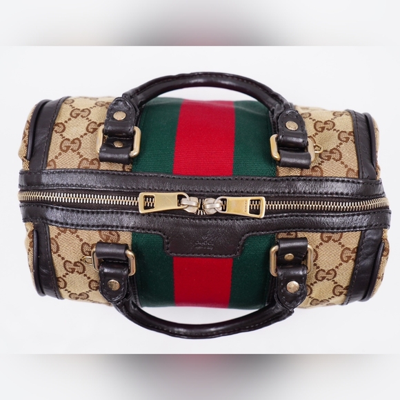 AZ15❤️ GUCCI Monogram Vintage Web mini Boston - Picture 2 of 15